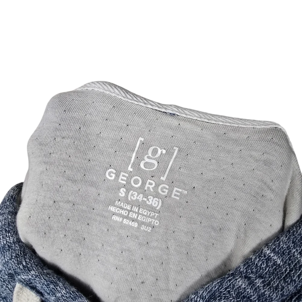 George Blue Henley Mens Hoodie S